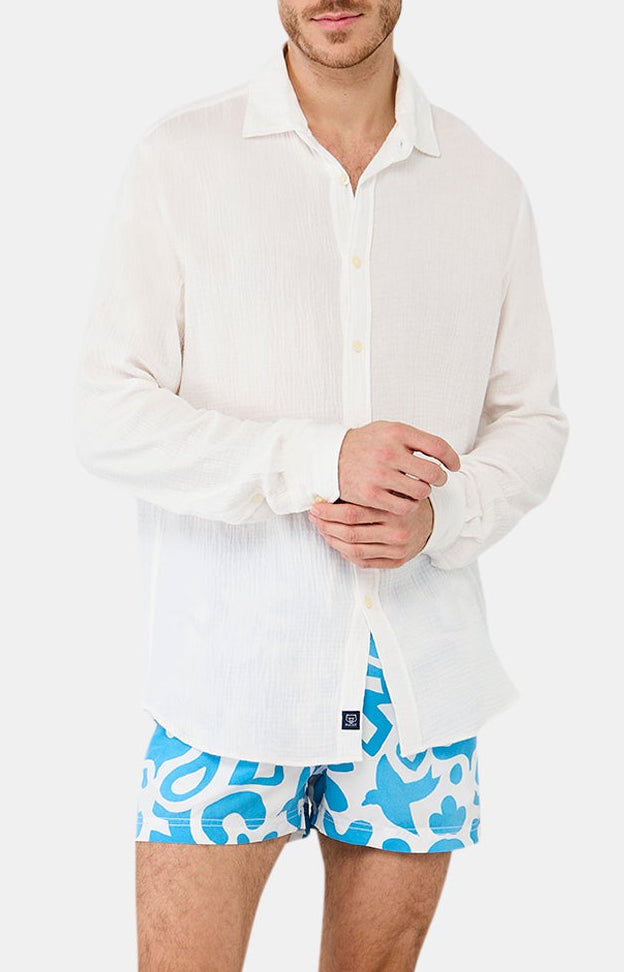 Chemise Homme Gaze de coton Blanc 4