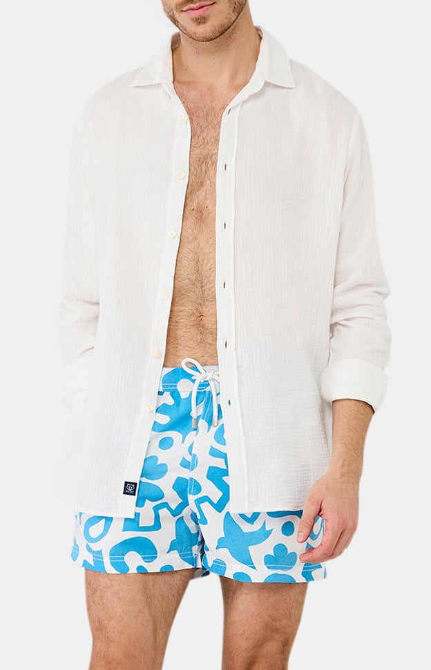 Chemise Homme Gaze de coton Blanc 5