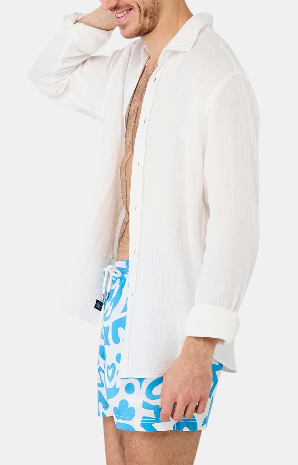 Chemise manches longues gaze de coton Blanc 2