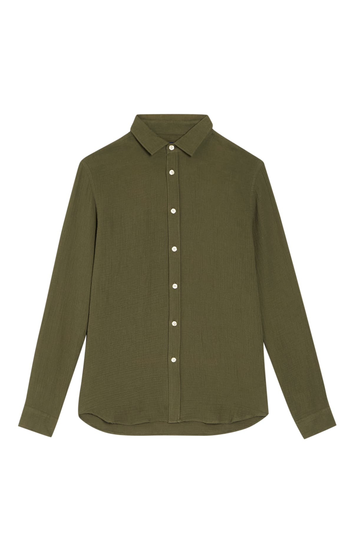 Chemise manches longues gaze de coton Kaki 3