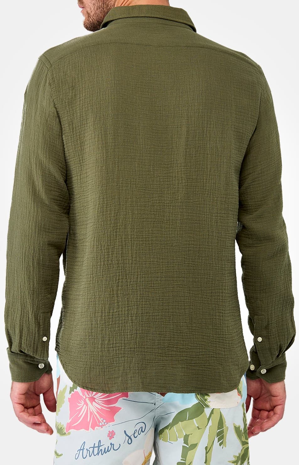 Chemise manches longues gaze de coton Kaki 6