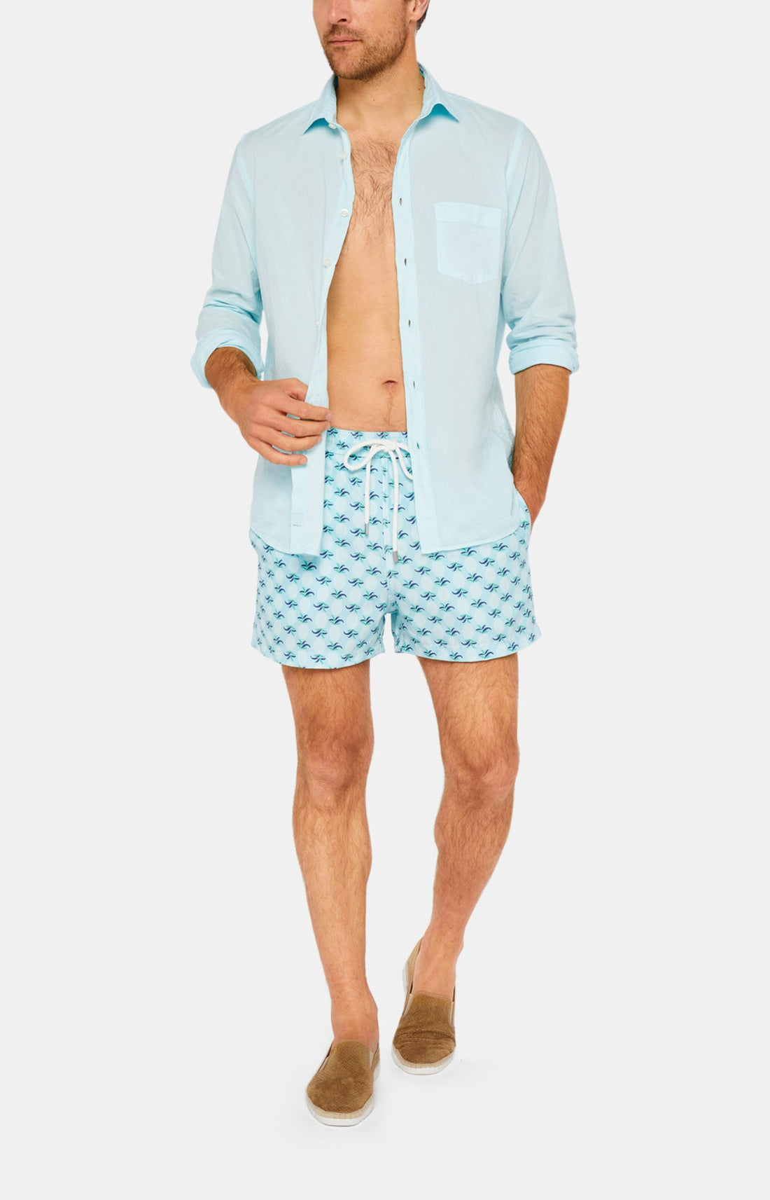 Chemise Homme manches longues Voile de coton Bleu 1