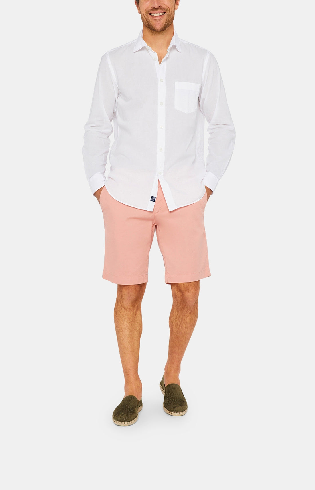 Chemise Homme manches longues Voile de coton Blanc et Ivoire 4