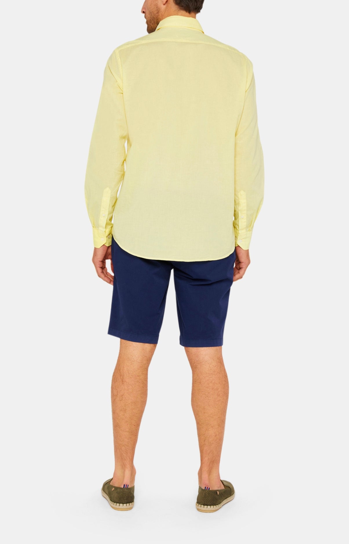 Chemise Homme manches longues Voile de coton Blanc et Ivoire 15