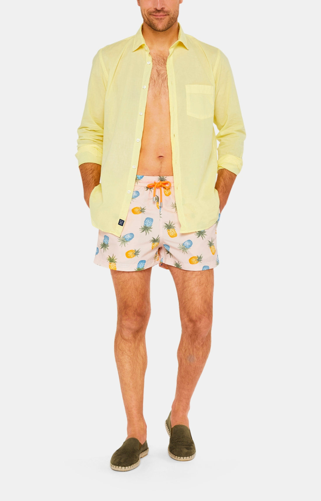 Chemise Homme manches longues Voile de coton Blanc et Ivoire 12