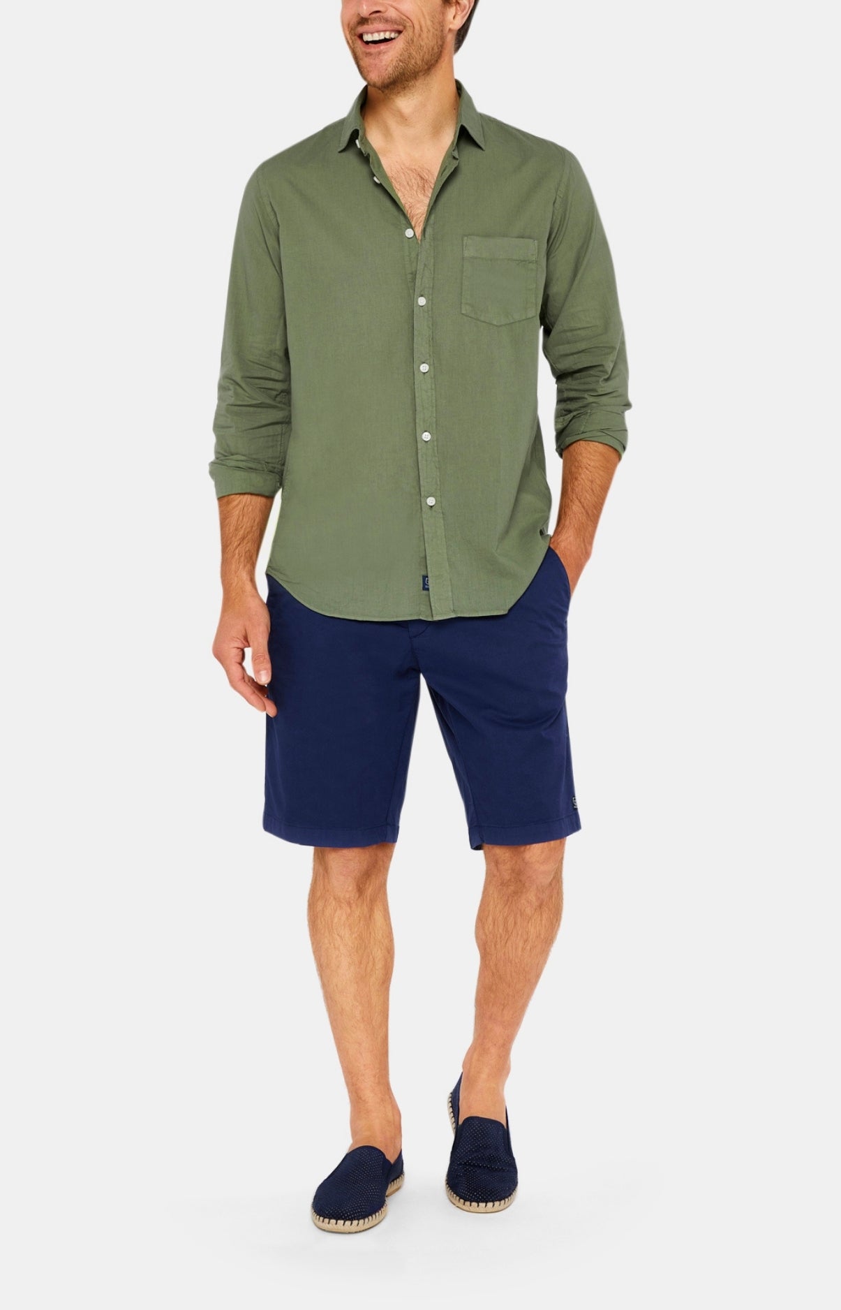 Chemise Homme manches longues Voile de coton Blanc et Ivoire 17