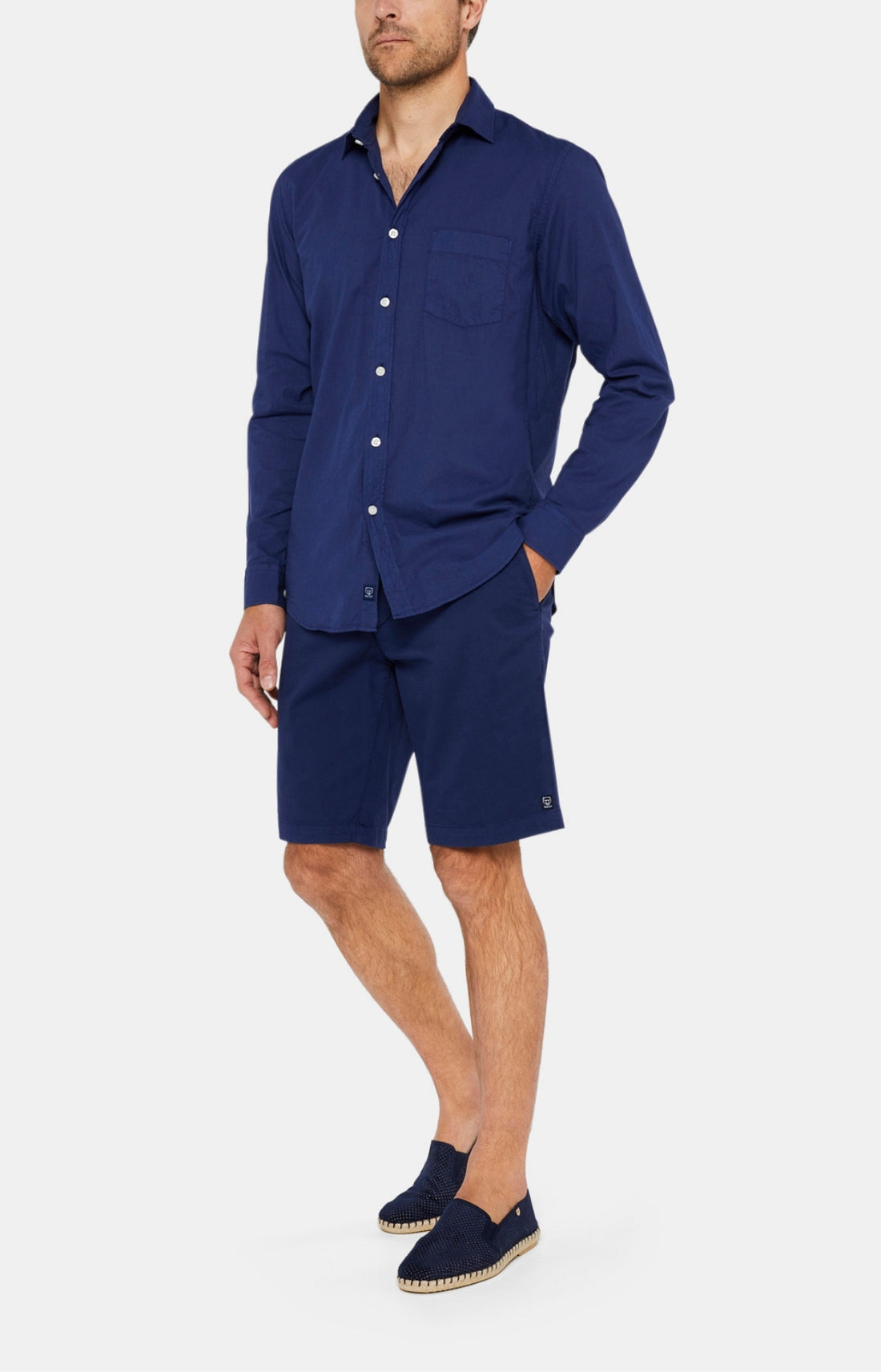 Chemise Homme manches longues Voile de coton Blanc et Ivoire 9