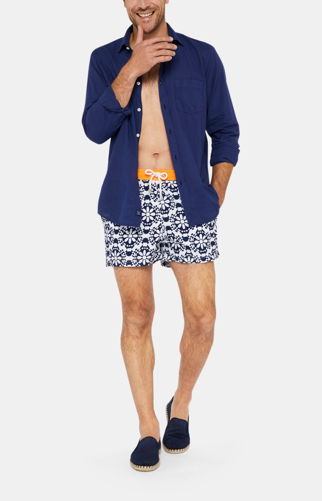 Chemise Homme manches longues Voile de coton Blanc et Ivoire 8