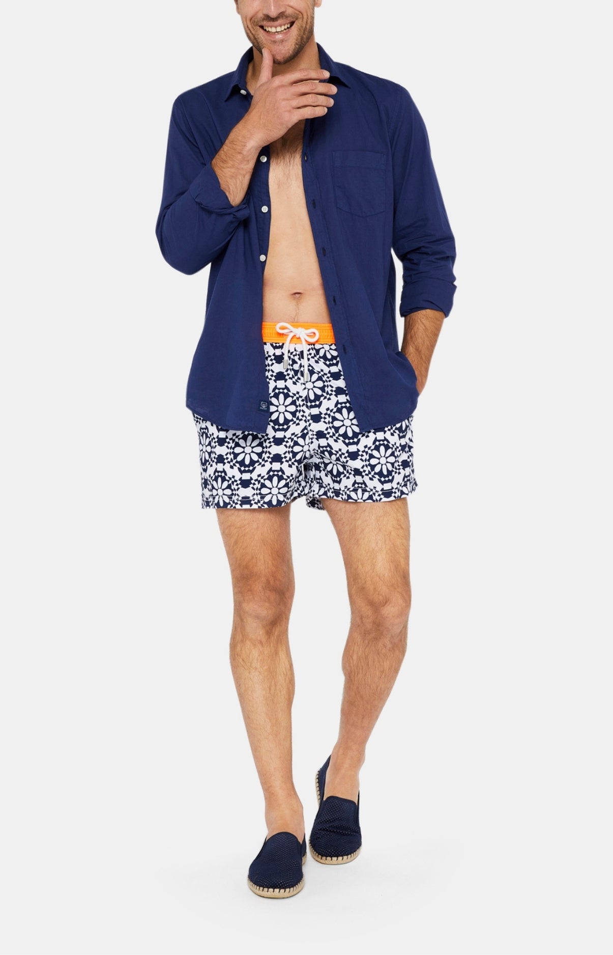 Chemise Homme manches longues Voile de coton Blanc et Ivoire 8