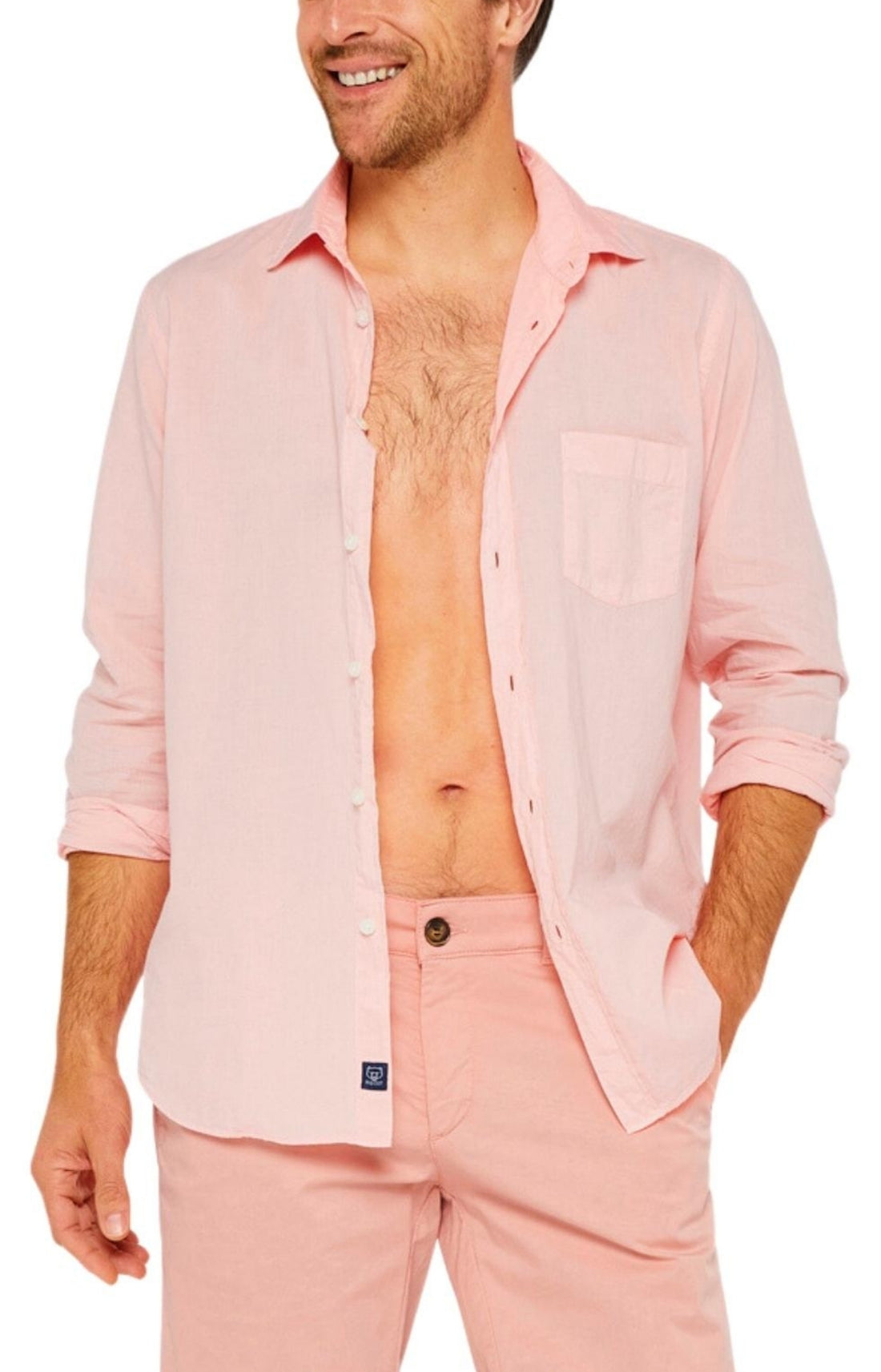 Chemise Homme manches longues Voile de coton Blanc et Ivoire 22