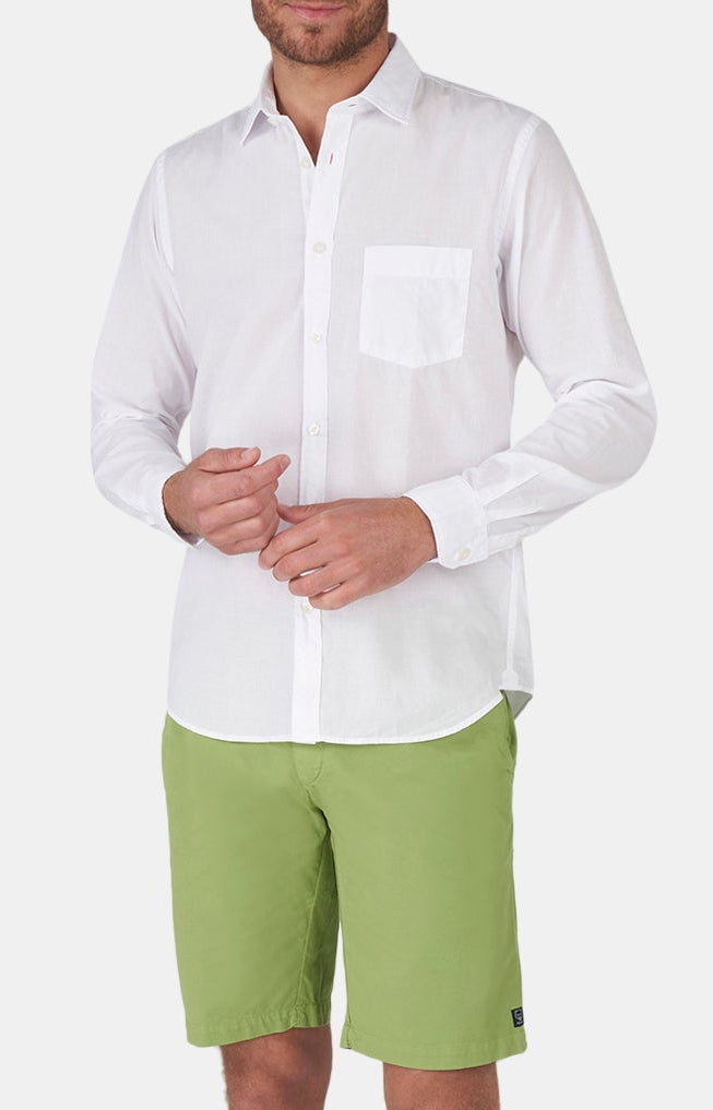 Chemise Homme manches longues Voile de coton Beige et Marron 29