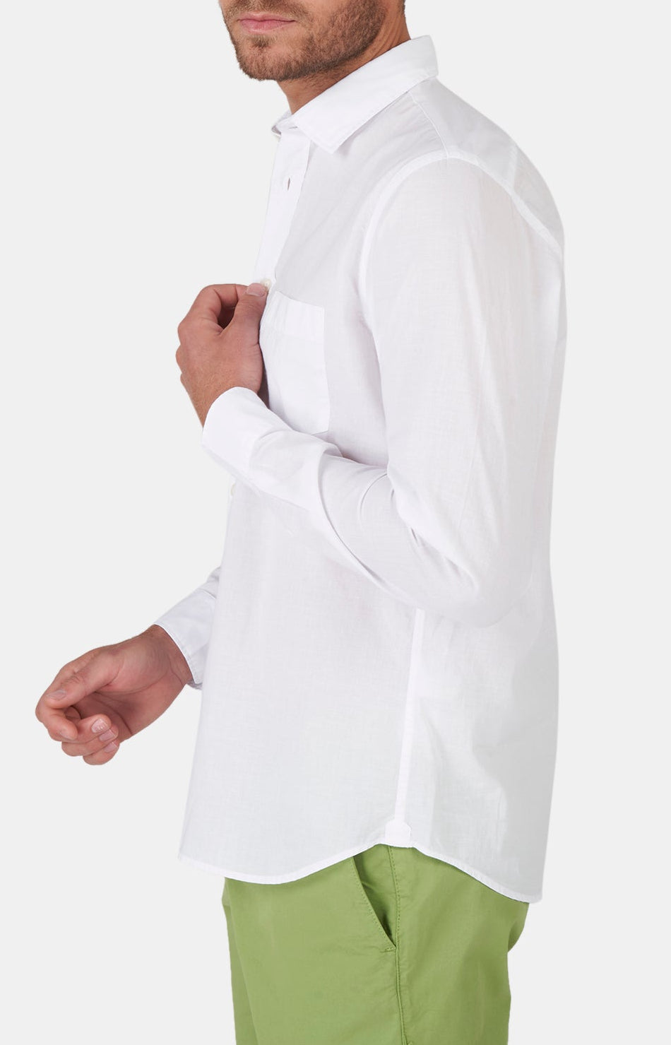 Chemise Homme manches longues Voile de coton Beige et Marron 33