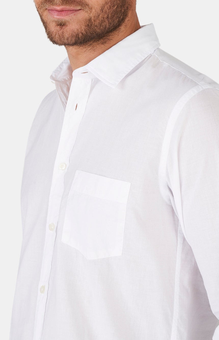 Chemise Homme manches longues Voile de coton Beige et Marron 30