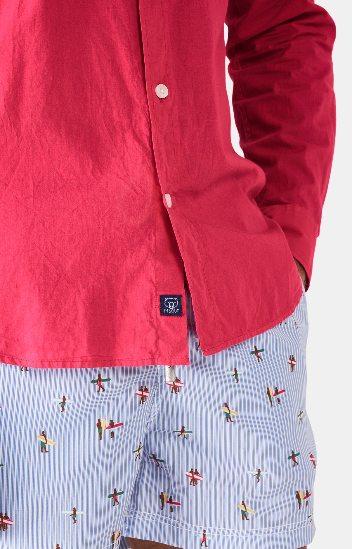 Chemise Homme manches longues Voile de coton Beige et Marron 46