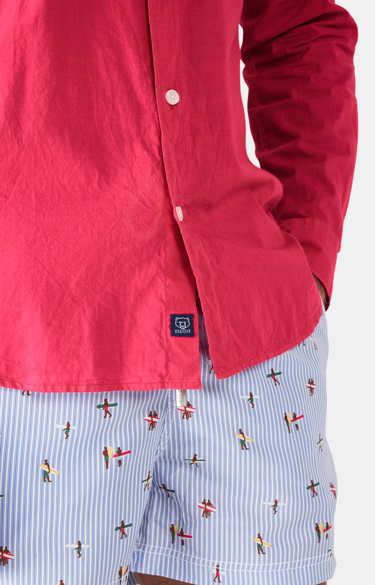 Chemise manches longues - Voile de coton Framboise