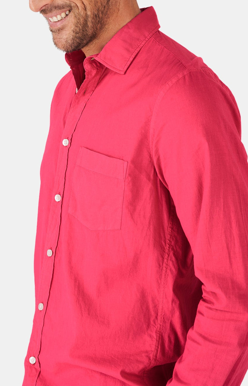 Chemise Homme manches longues Voile de coton Beige et Marron 43