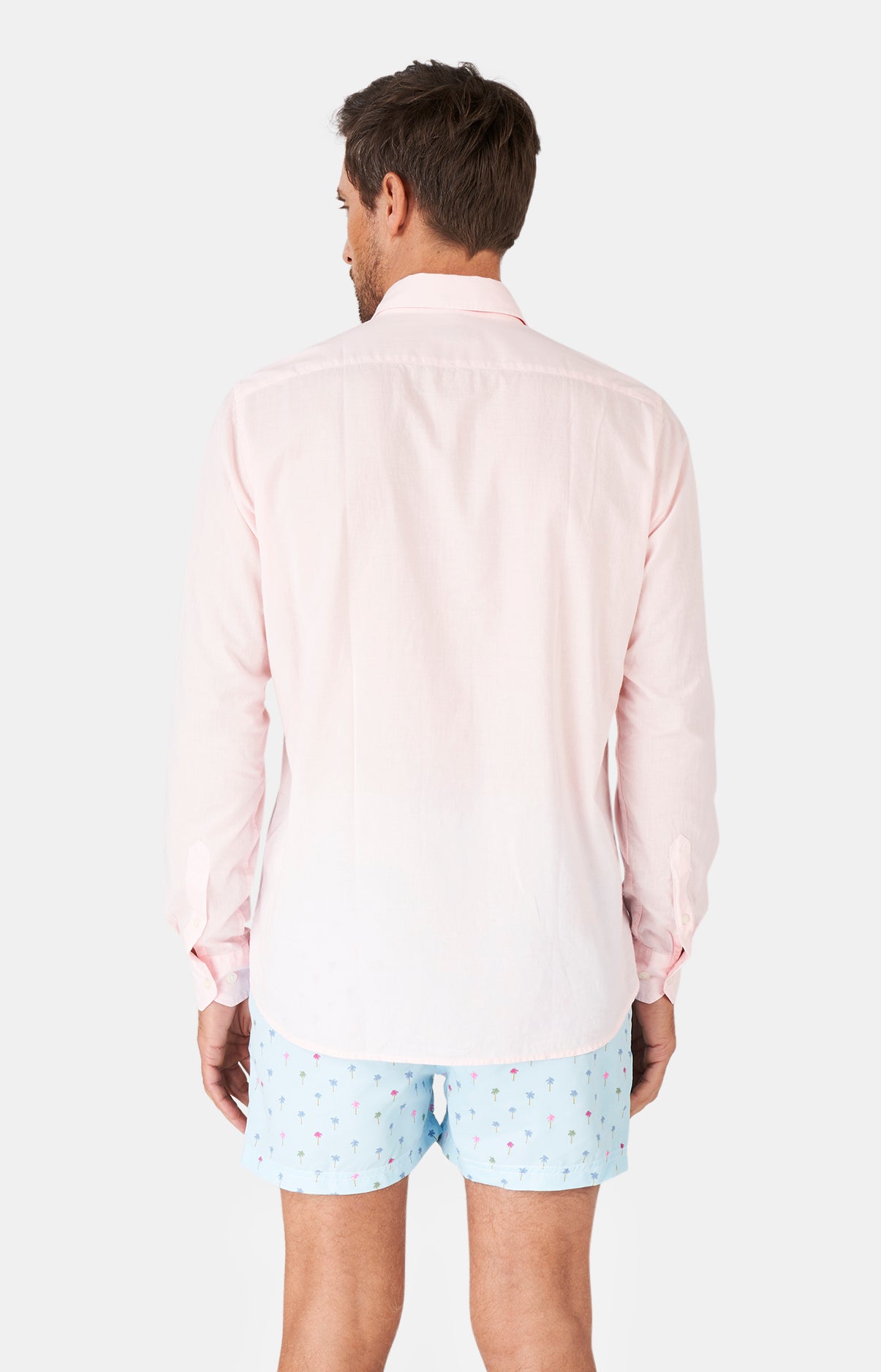 Chemise Homme manches longues Voile de coton Beige et Marron 58