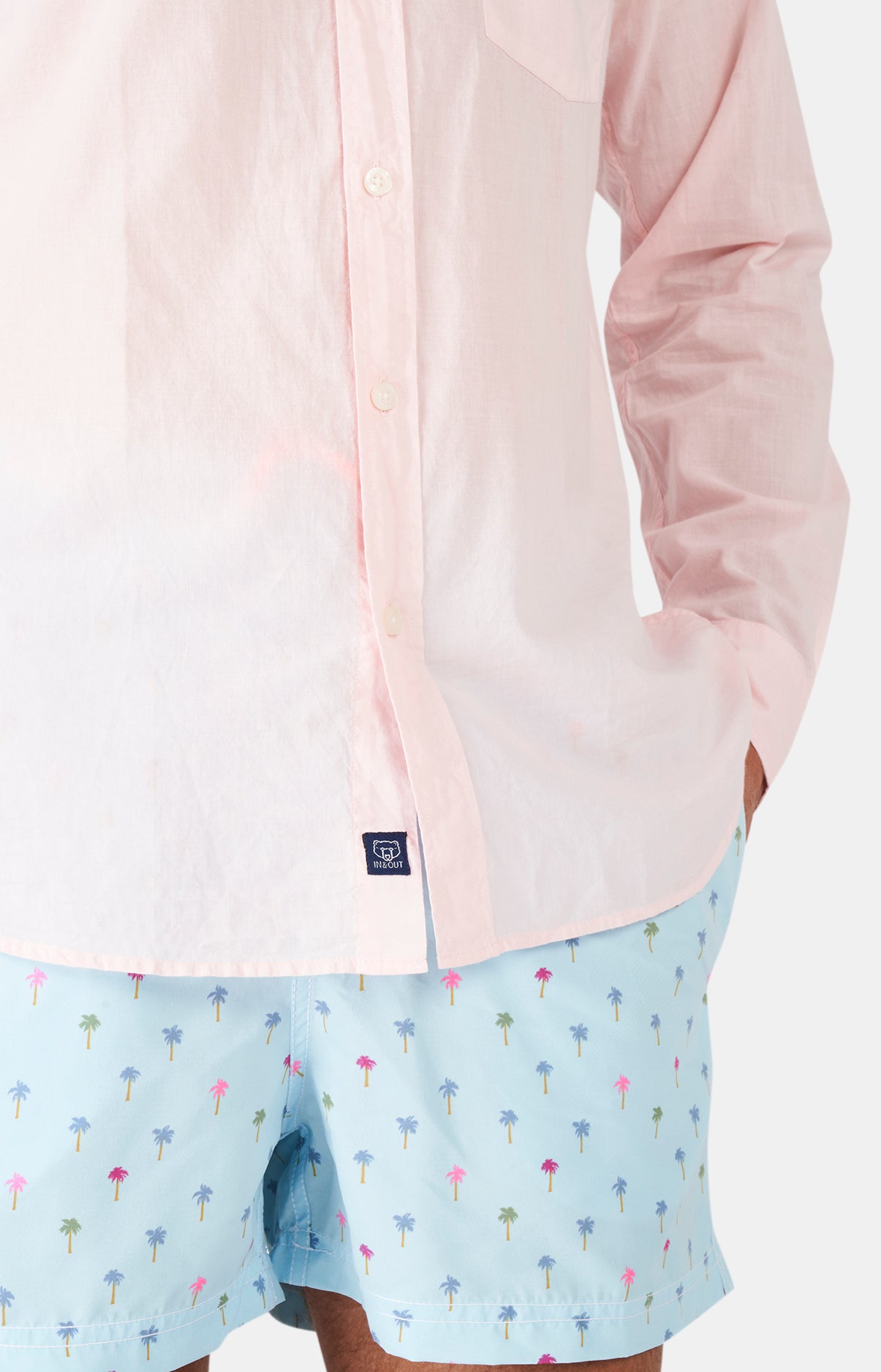 Chemise Homme manches longues Voile de coton Beige et Marron 59