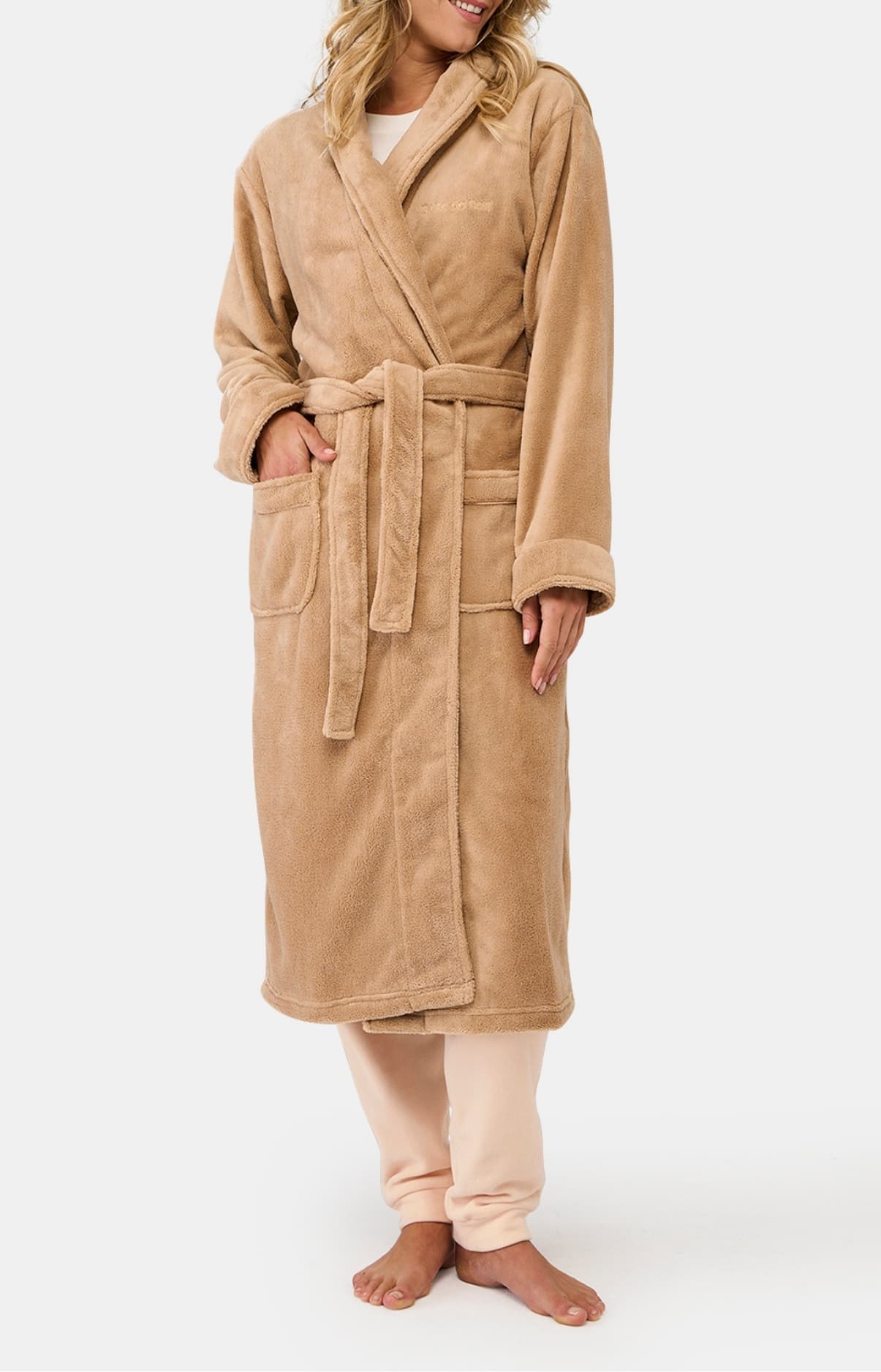 ARTHUR Fleece Dressing gown Plain Brown Size 44/46 Women's Dressing Gowns, Bathrobes & Jackets