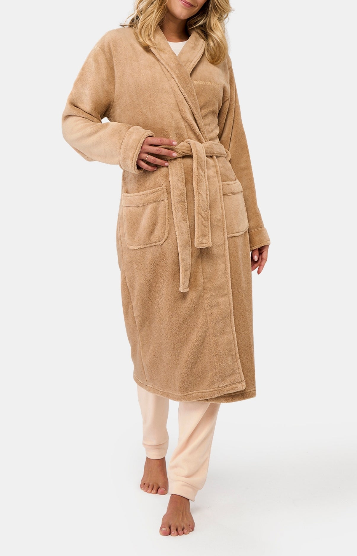 Robe de Chambre Femme polaire Beige et Marron 6
