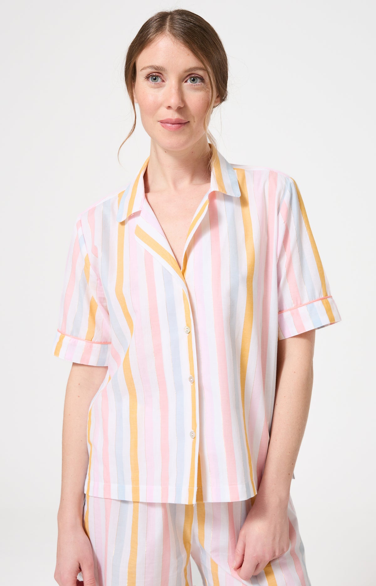 Pyjama Femme Maé Manches courtes Imprimé rayures multicolores 4