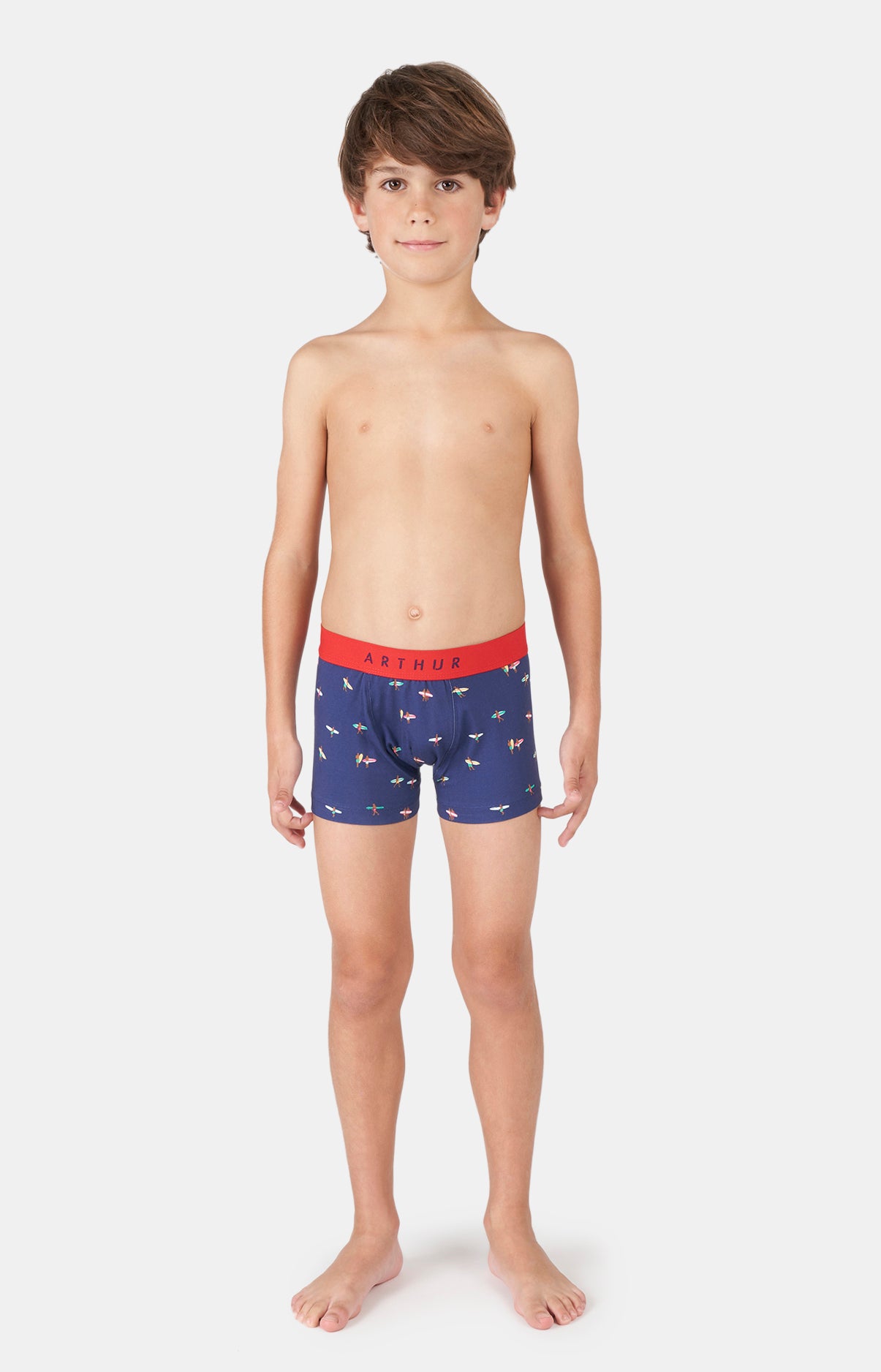Boxer de bain bicolore patch brodé surf pour garçon Bleu - 5 Boxer de bain bicolore patch brodé surf pour garçon Bleu - 5
