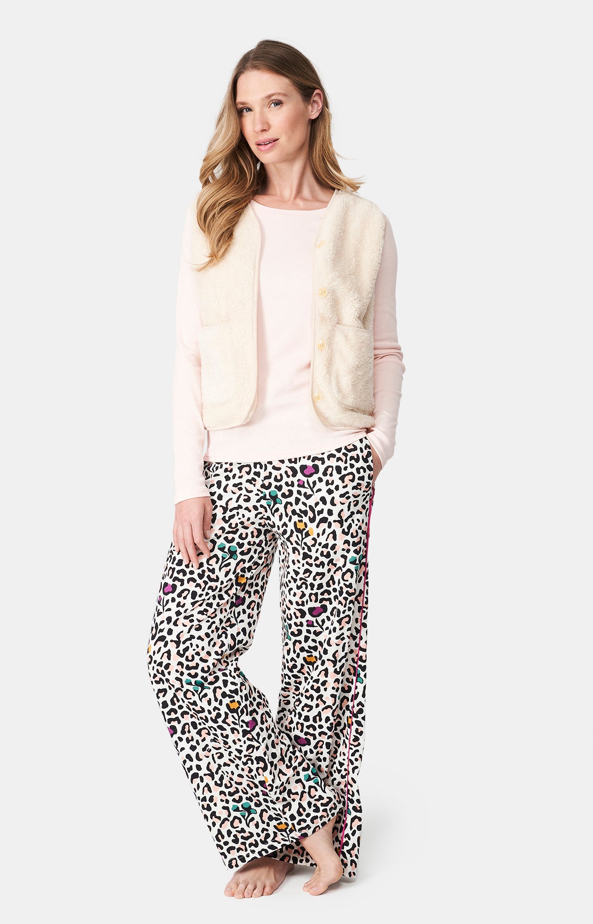 Veste Femme sans manches Polaire Blanc et Ivoire 1