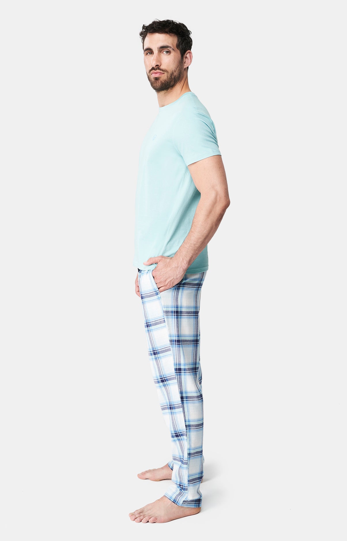 Pantalon Homme Carreaux Yale Blanc et Ivoire 4