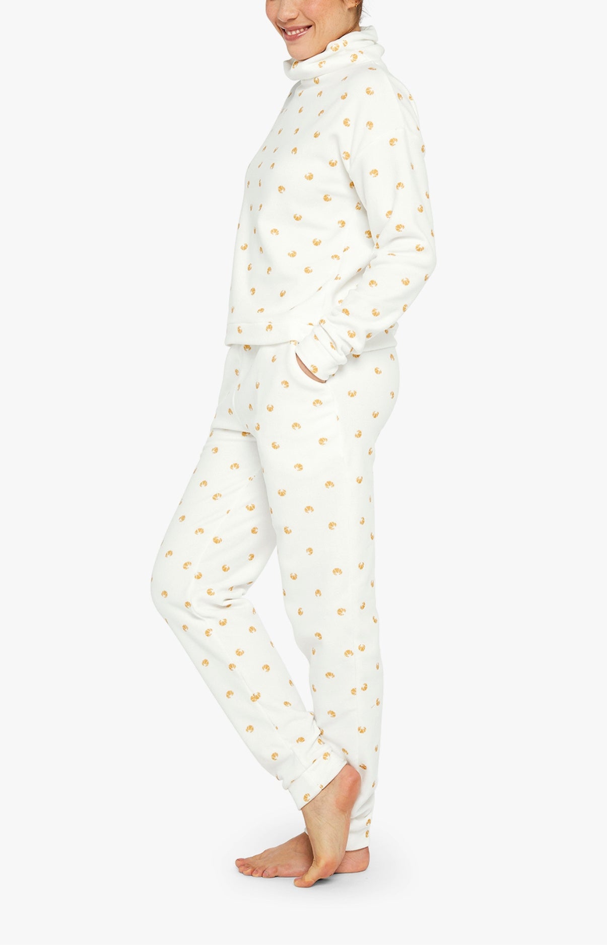 Pyjama long Femme Croissant Blanc et Ivoire 5