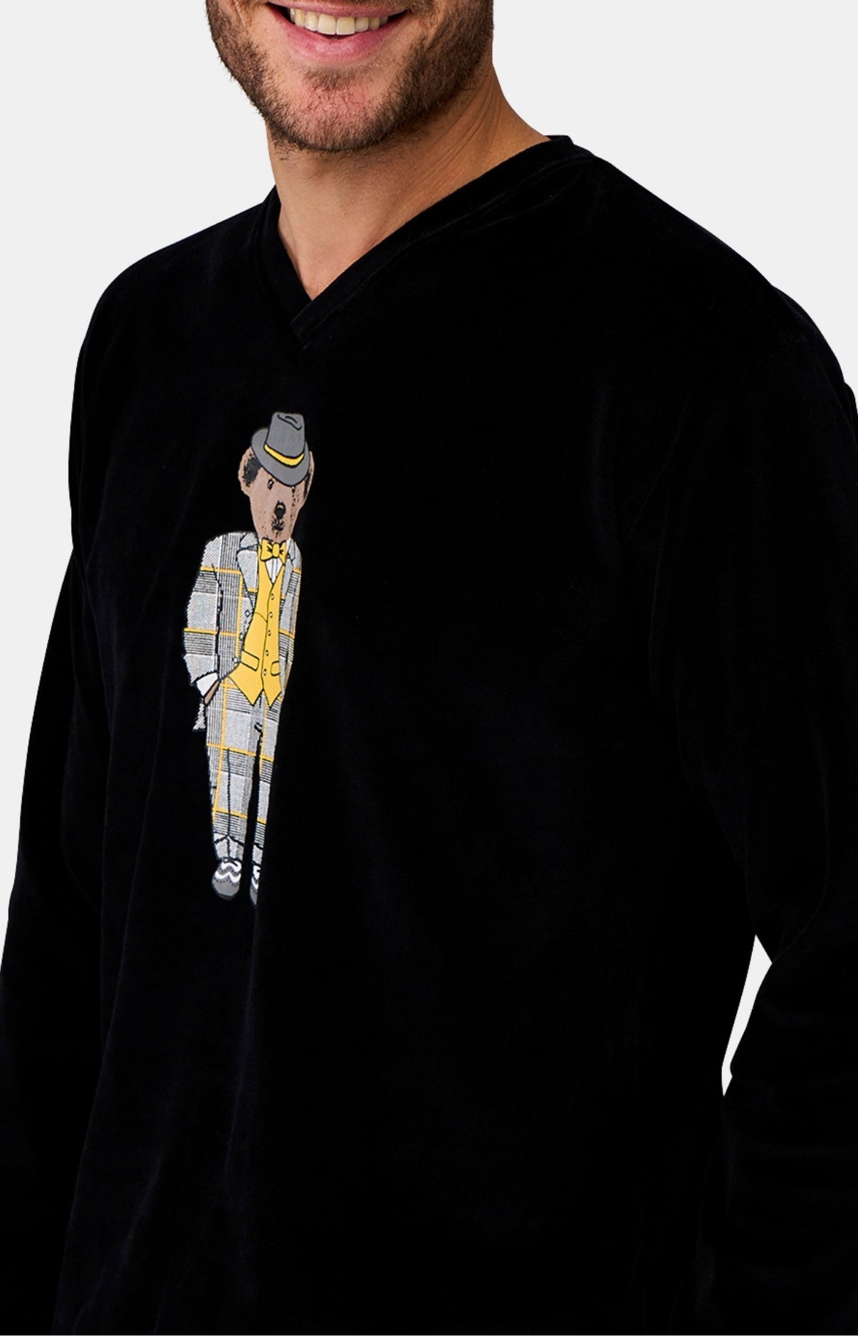 Pyjama long Homme manches longues en polaire Noir 3
