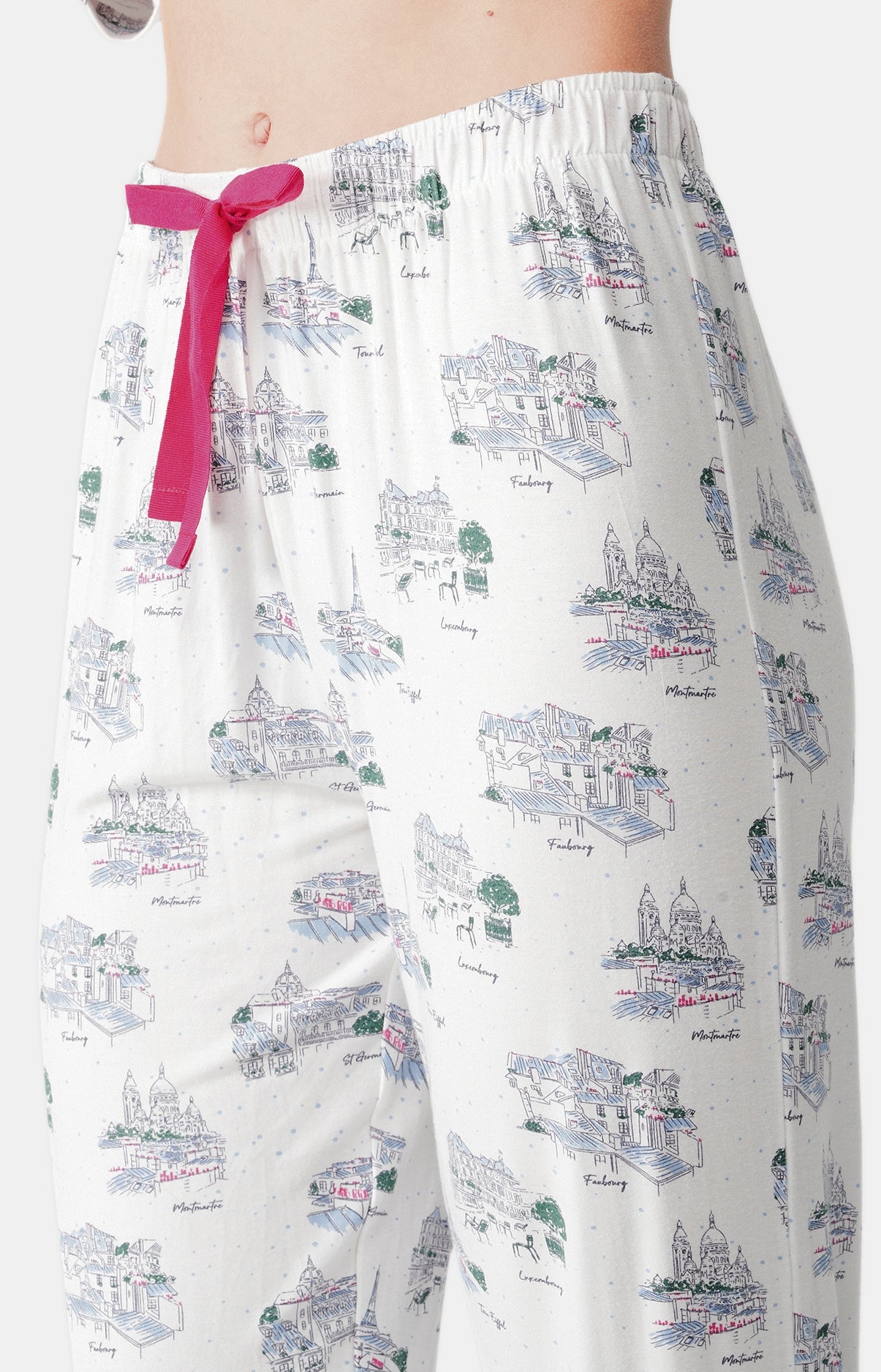 Pyjama long boutonné Femme Paris mon amour Blanc et Ivoire 6