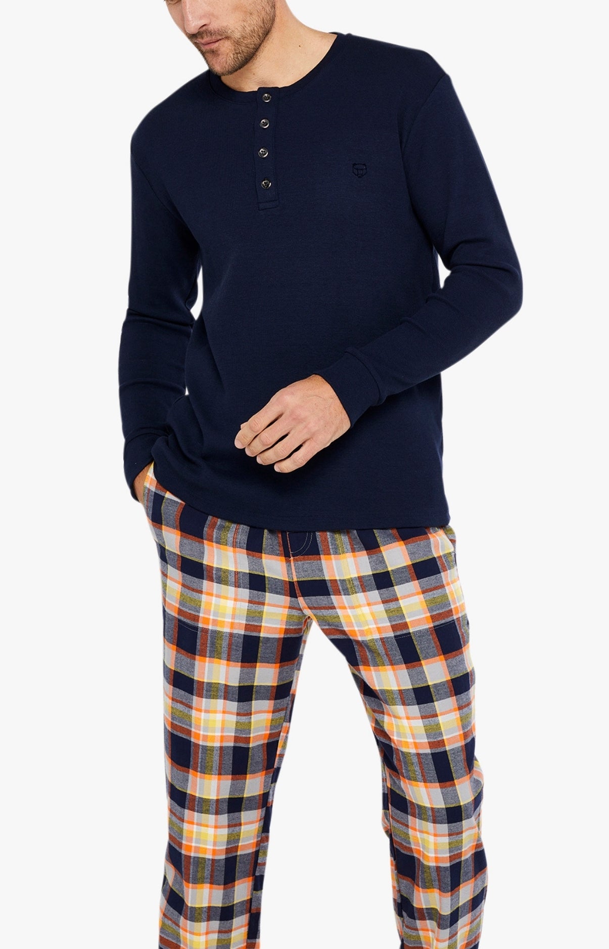 Tee-shirt Homme manches longues Coton Marine 8
