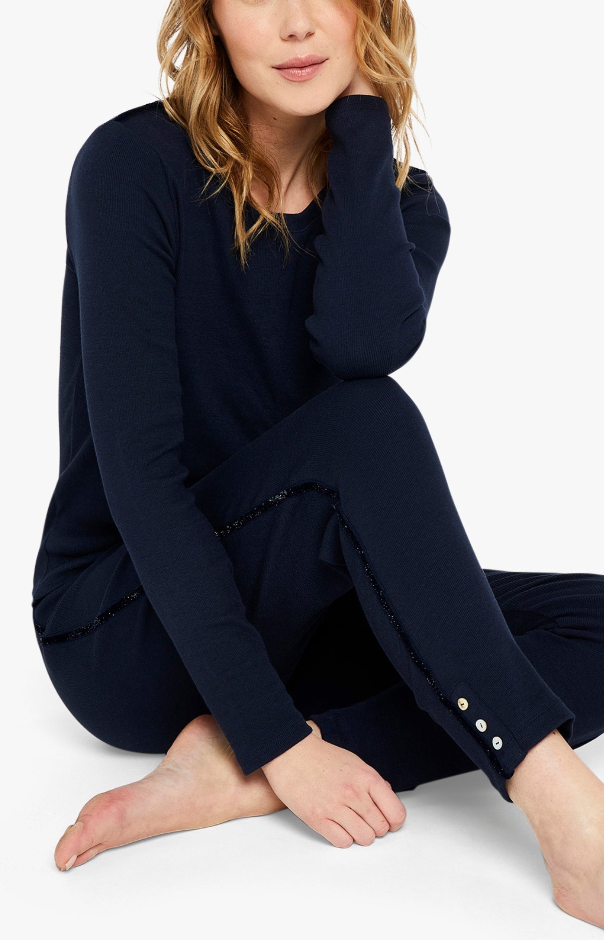 Legg Femme Coton Marine 9