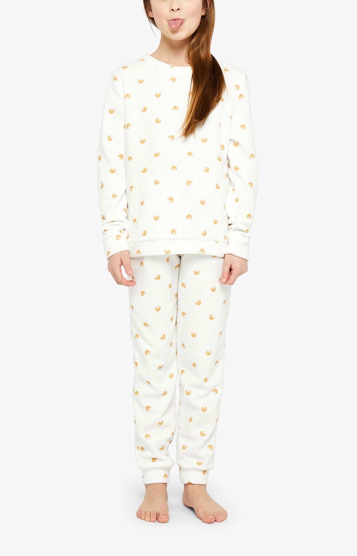 Pyjama long Enfant Polaire Croissant Blanc et Ivoire 1