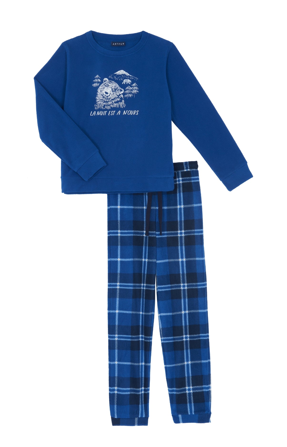 Pyjama long Enfant Polaire Ours Marine 1