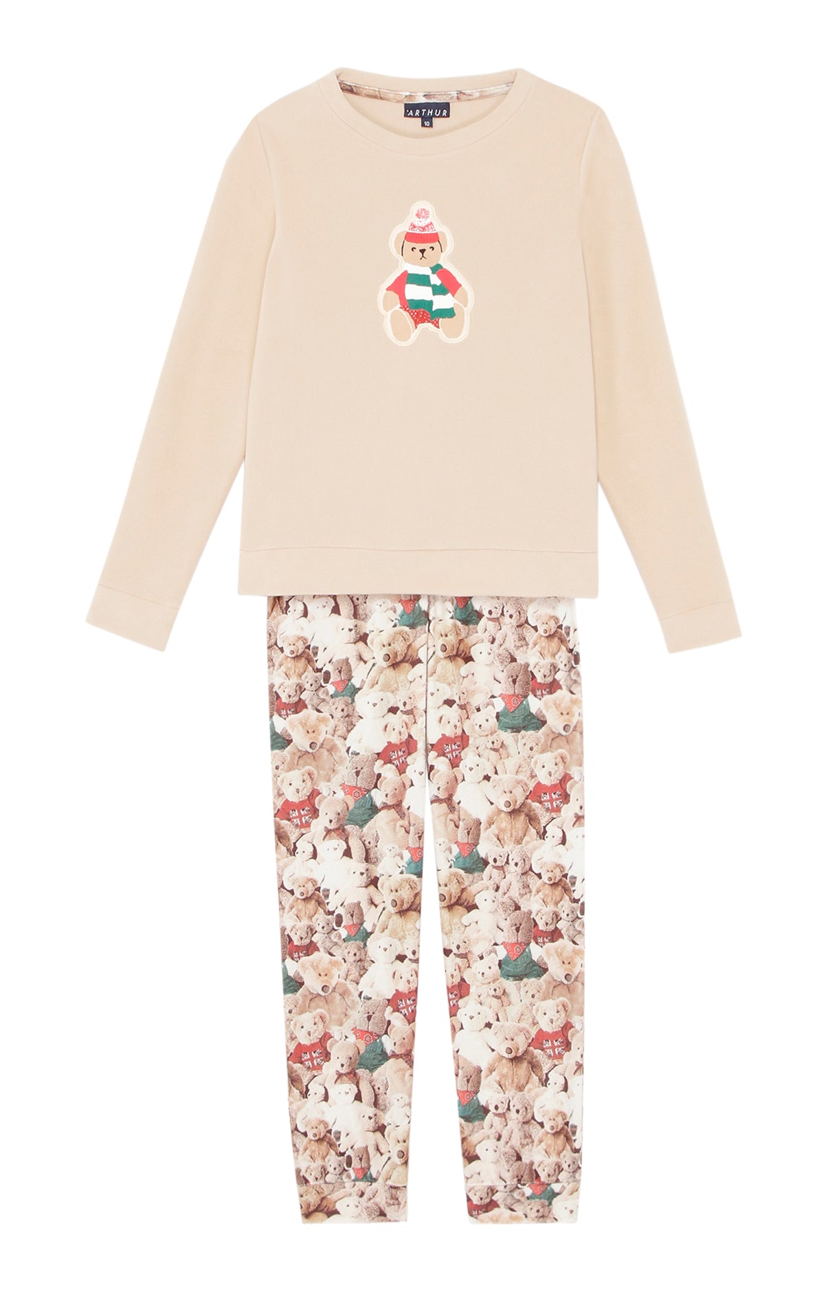 Pyjama long Femme polaire Teddy Beige et Marron 3