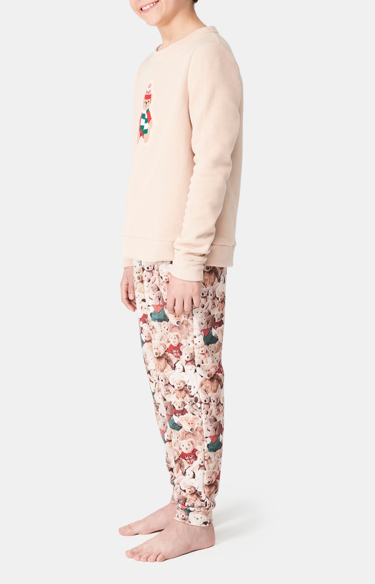 Pyjama long Femme polaire Teddy Beige et Marron 5