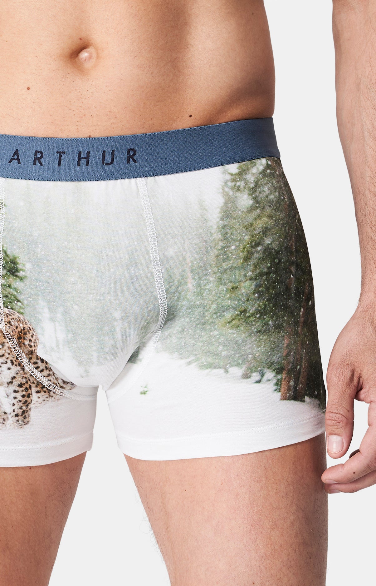 Boxer Homme Panthère des Neiges Blanc et Ivoire 2