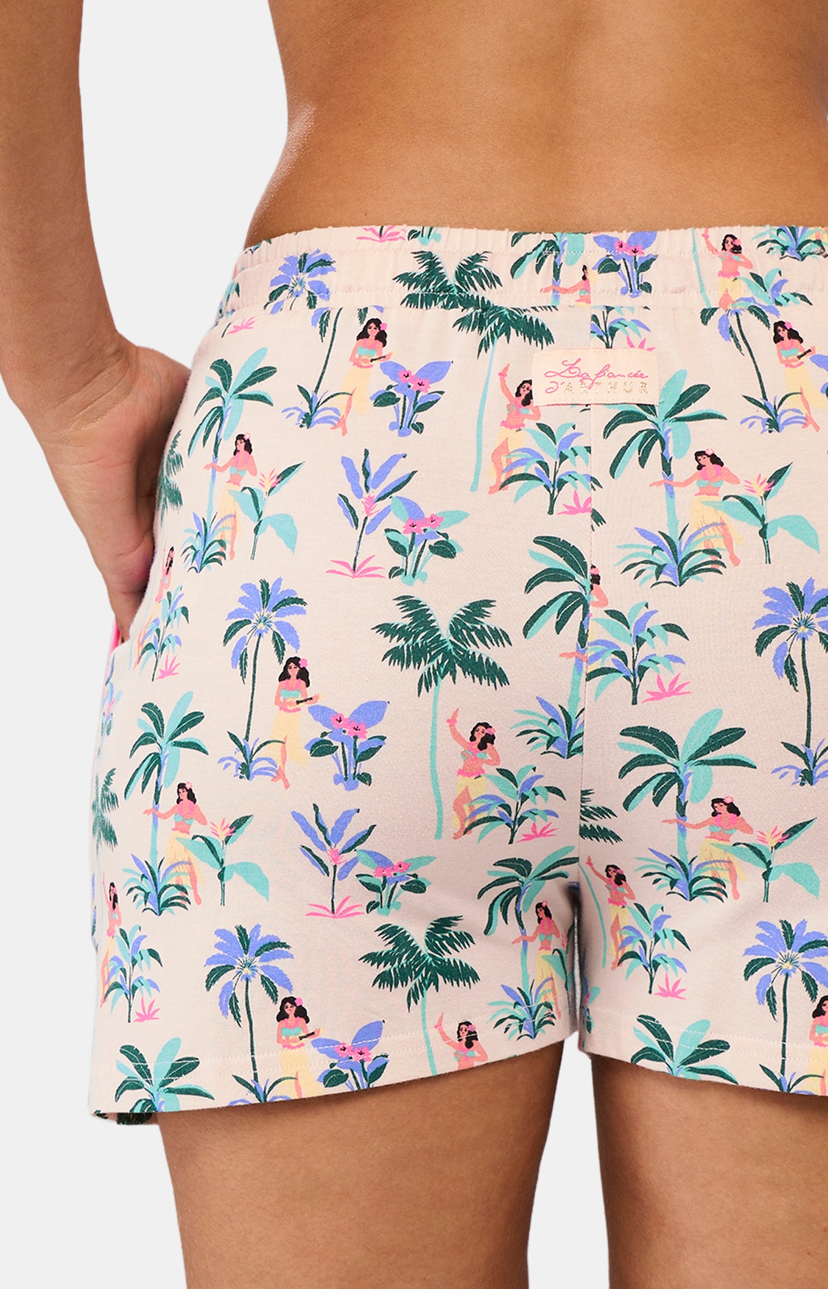 Short Femme Vahiné Rose et Multicolore 4