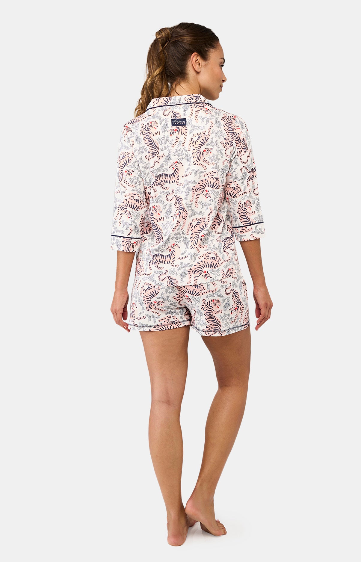 Pyjama court Femme Tigre Blanc et Bleu 5