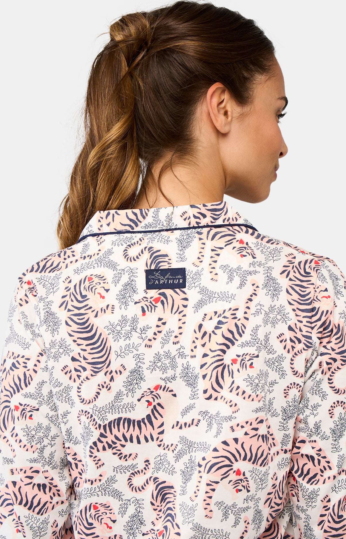 Pyjama court Femme Tigre Blanc et Bleu 6