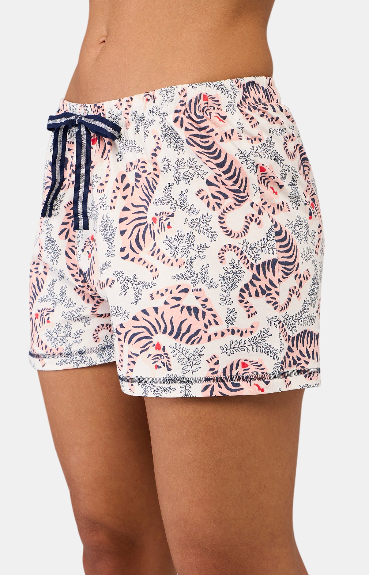 Pyjama court Femme Tigre Blanc et Bleu 4