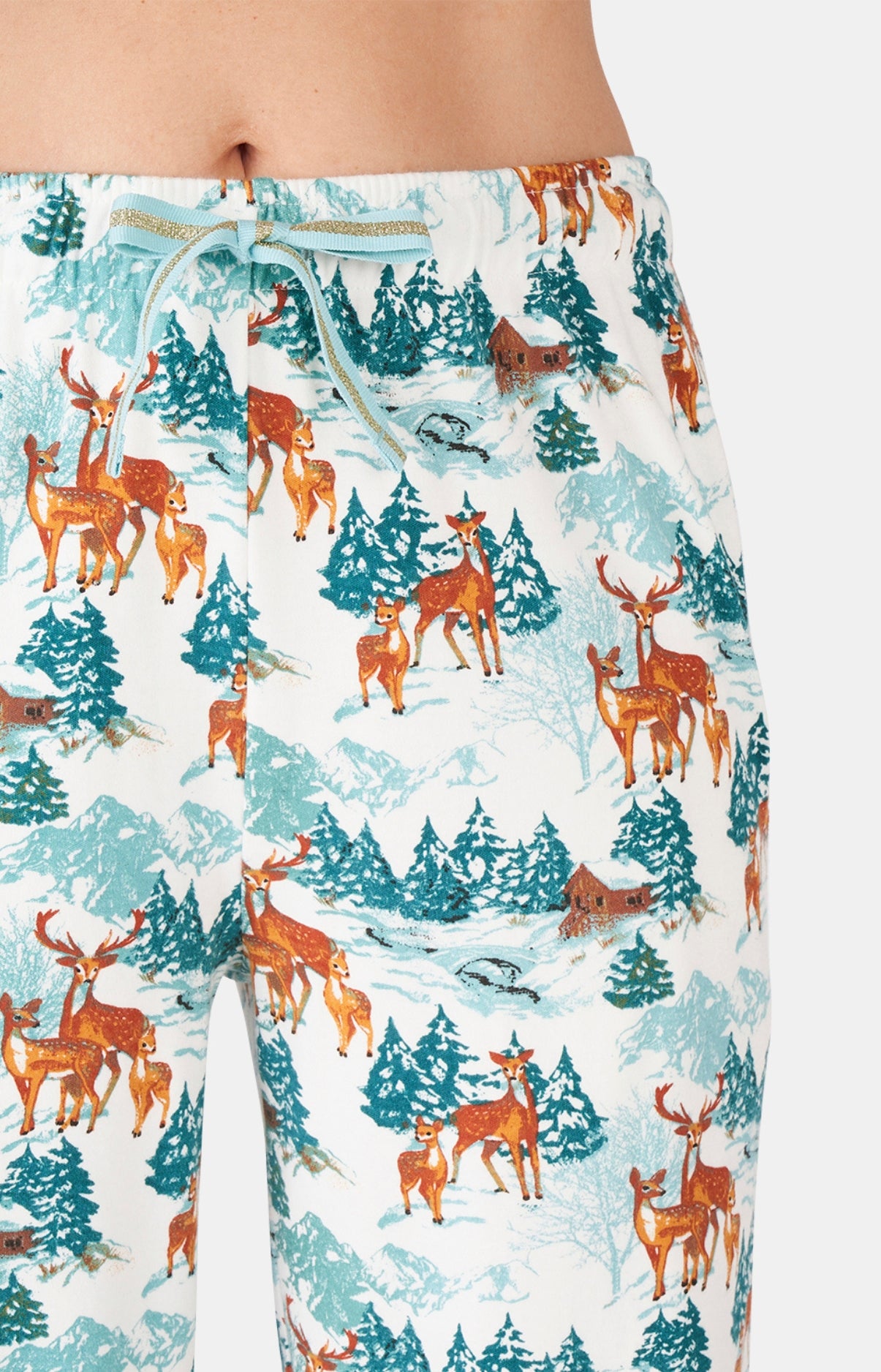 Pyjama long Femme Faon des Neiges Blanc et Ivoire 6