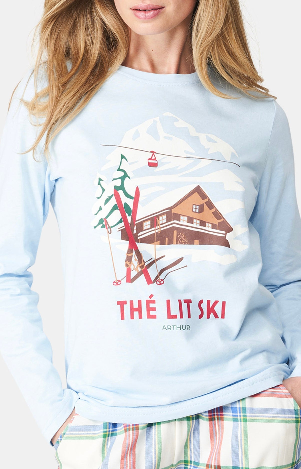 Pyjama long Femme Thé lit ski Blanc et Ivoire 2