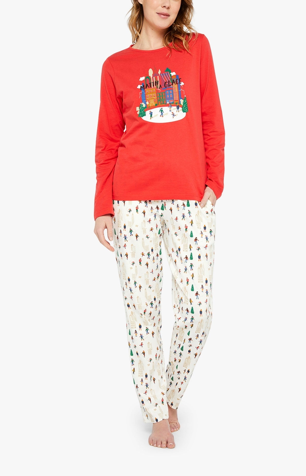 Pyjama long Femme Matin à glace Blanc et Ivoire 1