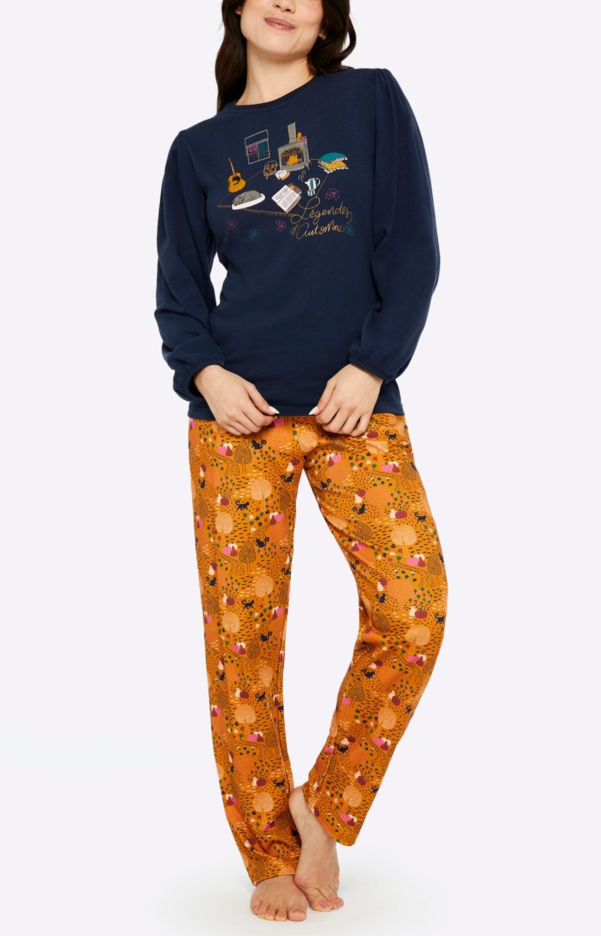 Pyjama long Femme Pumpkin Beige et Marron et Orange 1