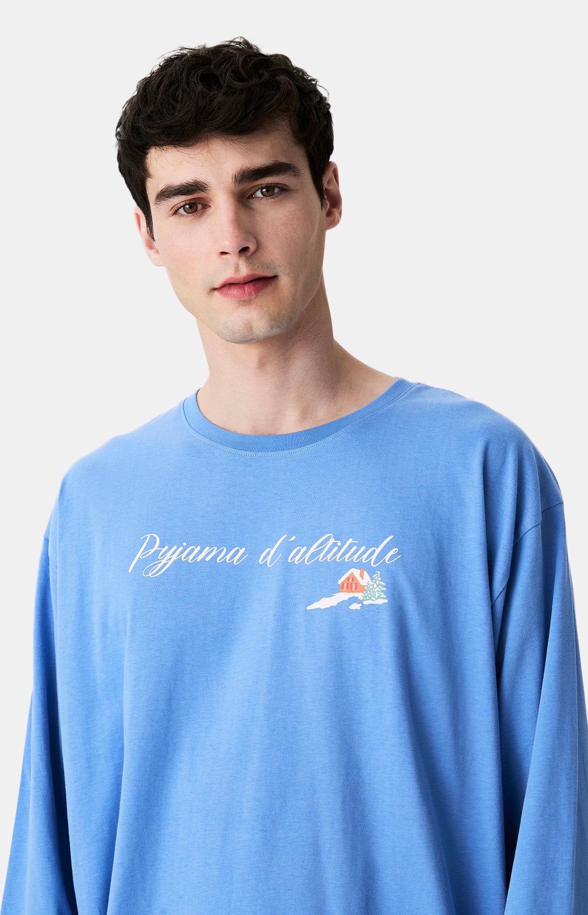 Chemises de nuit Homme Shirt Noël en altitude BLEU 2