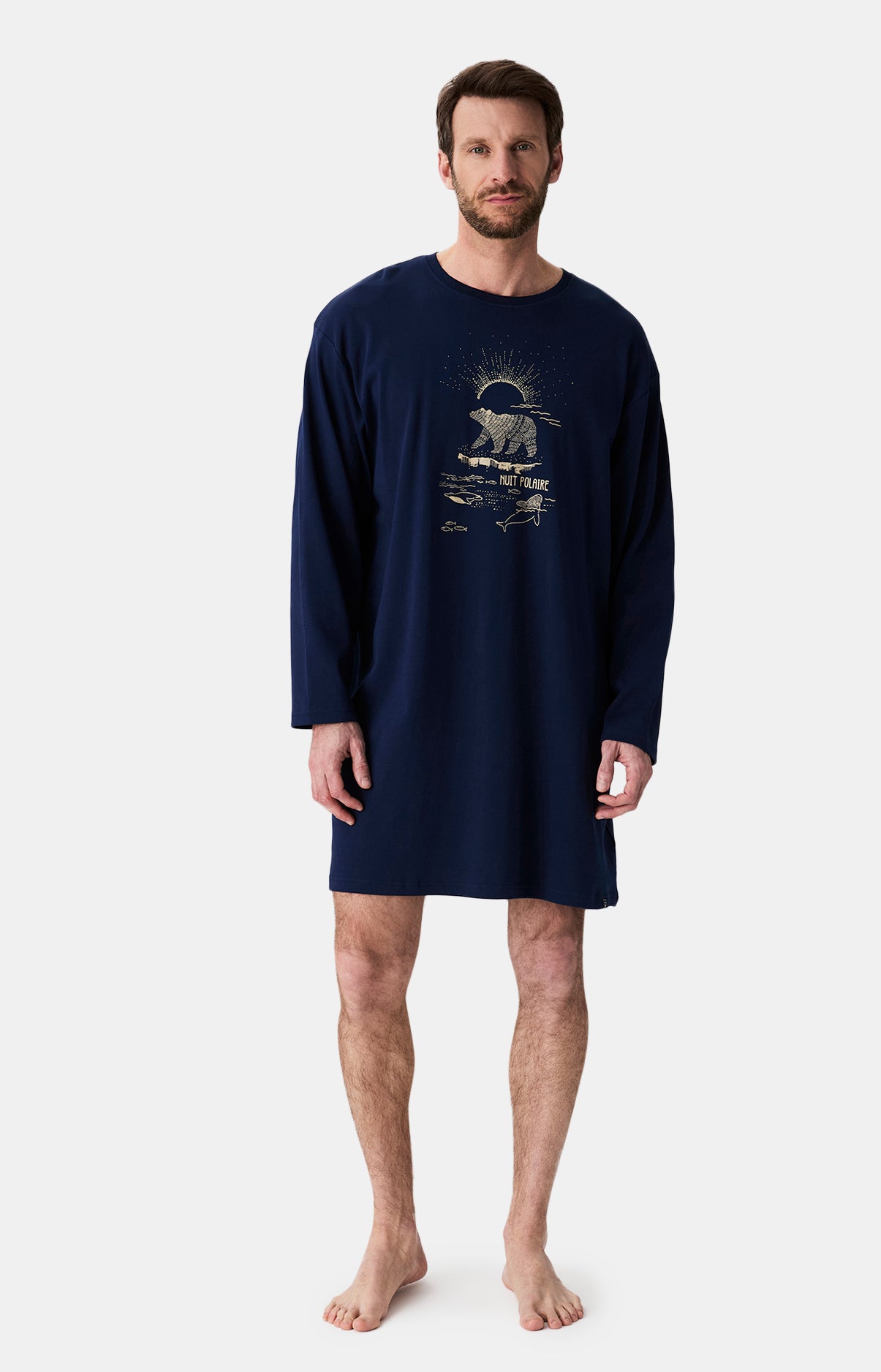 Chemises de nuit Homme Shirt Nuit Polaire MARINE 4