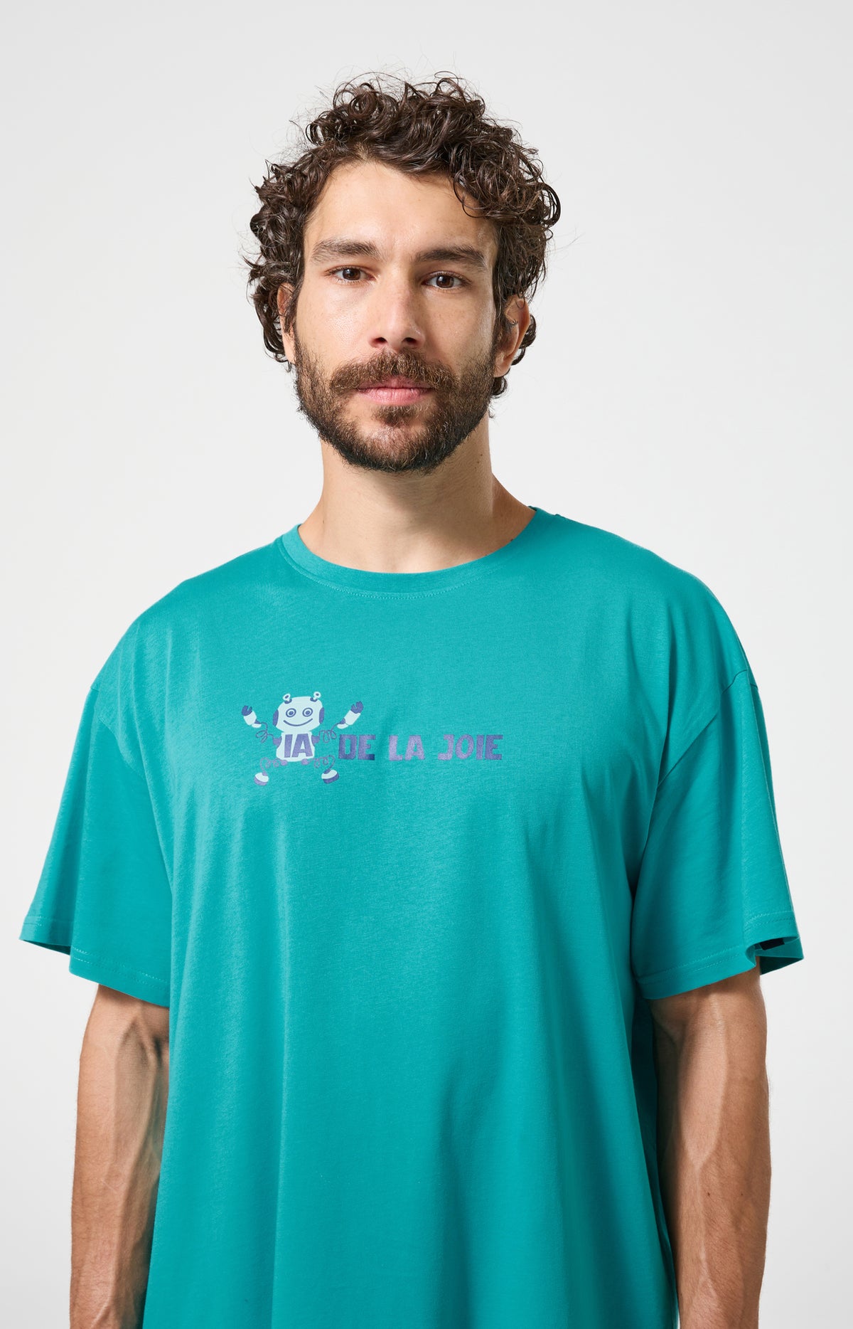 Chemise de nuit Homme IA de la joie Manches courtes Imprimé robots 2