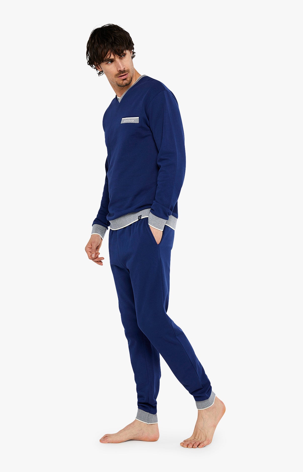 Pyjama long Homme Coton Marine 4